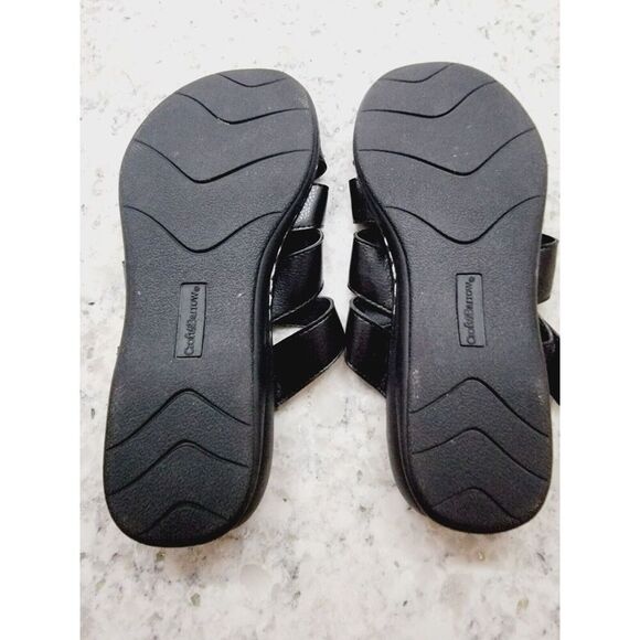 Croft & Barrow Size 7 Dwelling BLACK Strappy SLIDE SANDALS Leather *Defect* - Picture 8 of 9